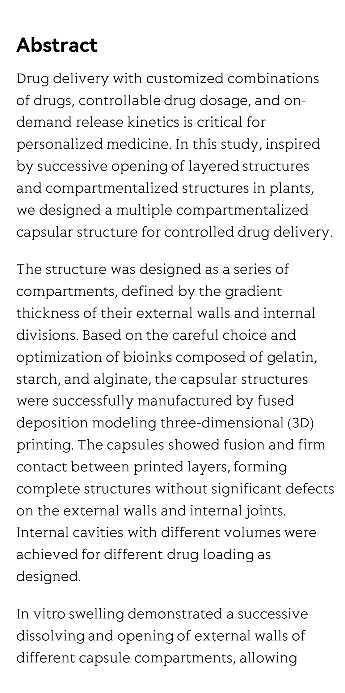 3D printing of bioinspired compartmentalized capsular structure for controlled drug release_2