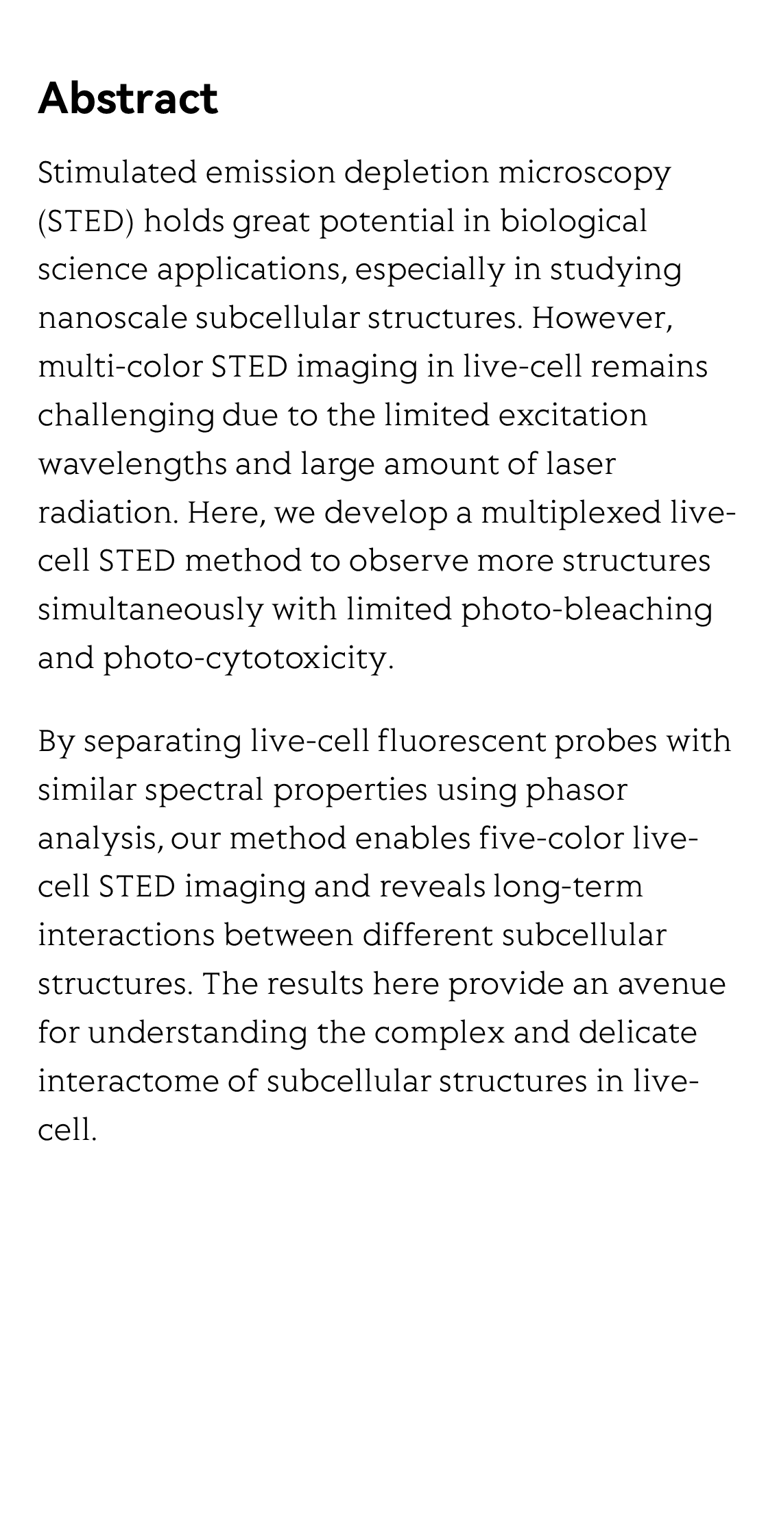 Multiplexed stimulated emission depletion nanoscopy (mSTED) for 5-color live-cell long-term imaging of organelle interactome_2