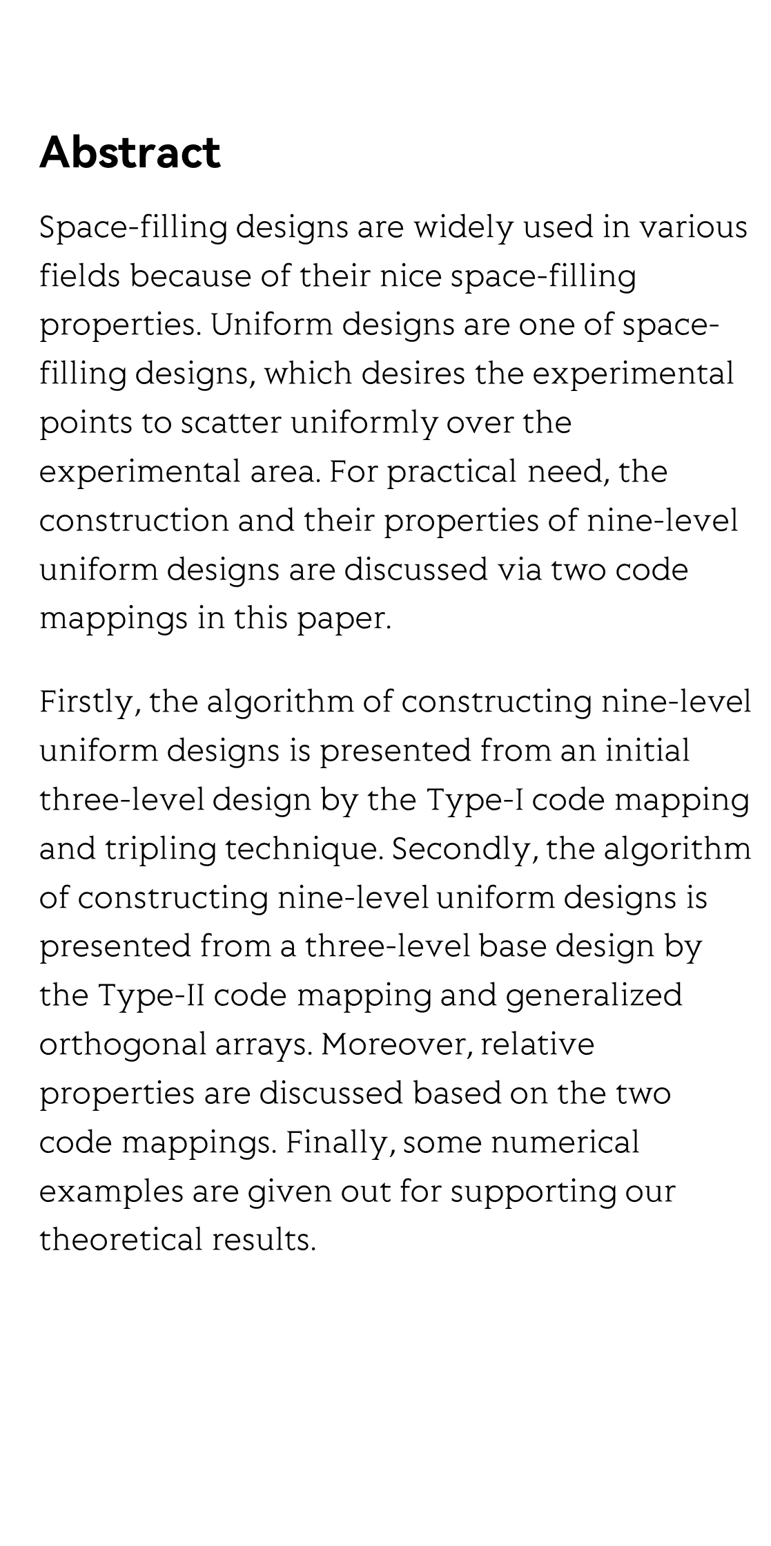 Construction of Multi-level Space-filling Designs via Code Mappings_2