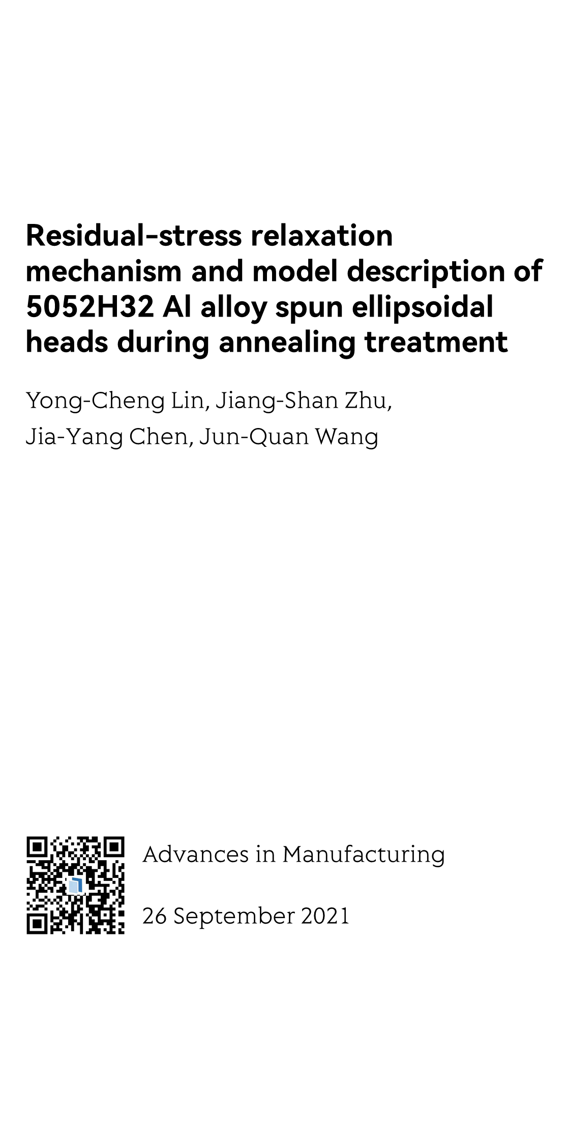 Residual-stress relaxation mechanism and model description of 5052H32 Al alloy spun ellipsoidal heads during annealing treatment_1