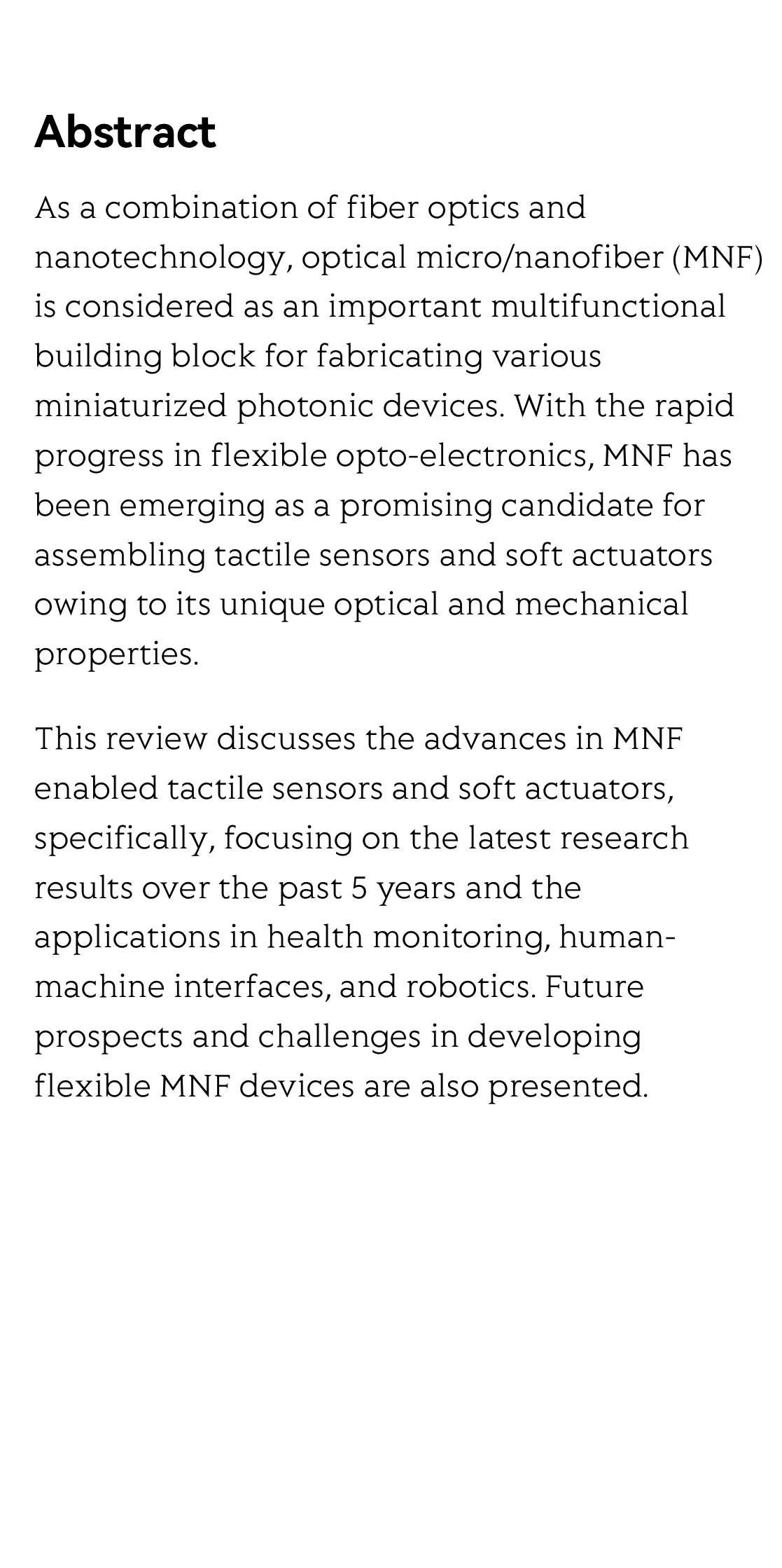 Optical micro/nanofiber enabled tactile sensors and soft actuators: A review_2