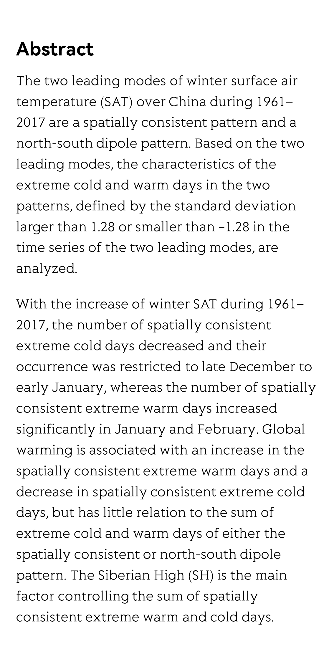 Variations of widespread extreme cold and warm days in winter over China and their possible causes_2