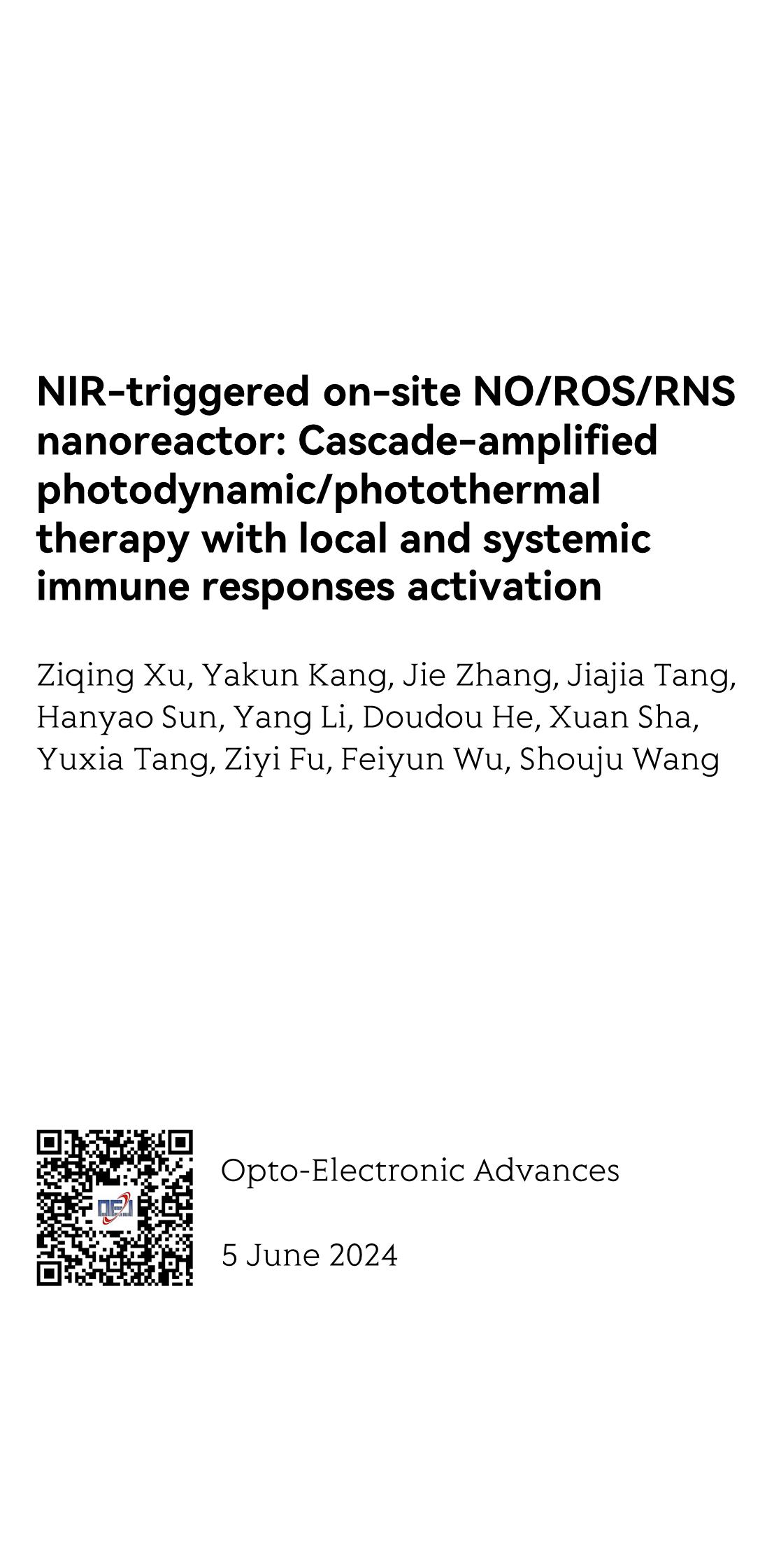 NIR-triggered on-site NO/ROS/RNS nanoreactor: Cascade-amplified photodynamic/photothermal therapy with local and systemic immune responses activation_1