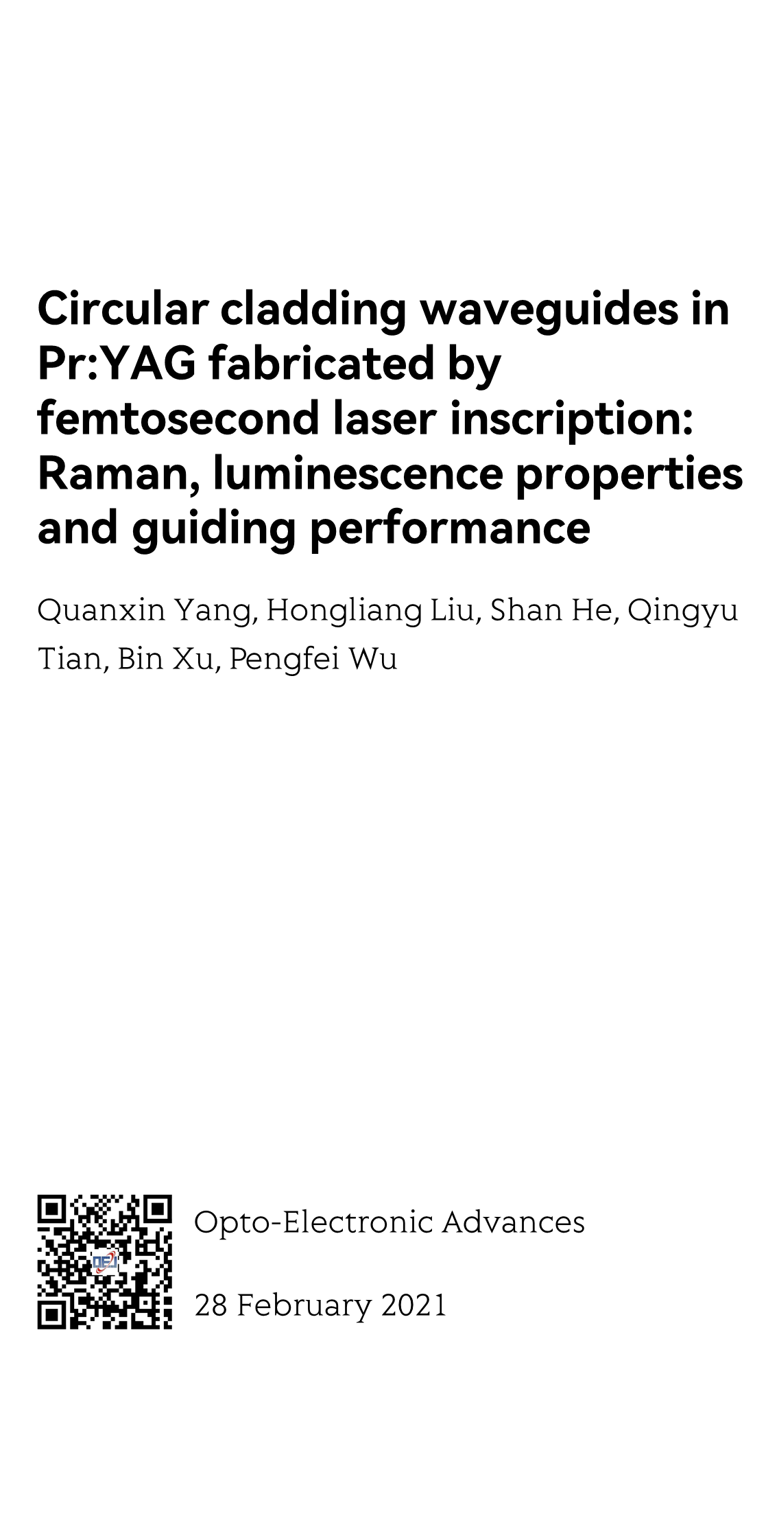 Circular cladding waveguides in Pr:YAG fabricated by femtosecond laser inscription: Raman, luminescence properties and guiding performance_1