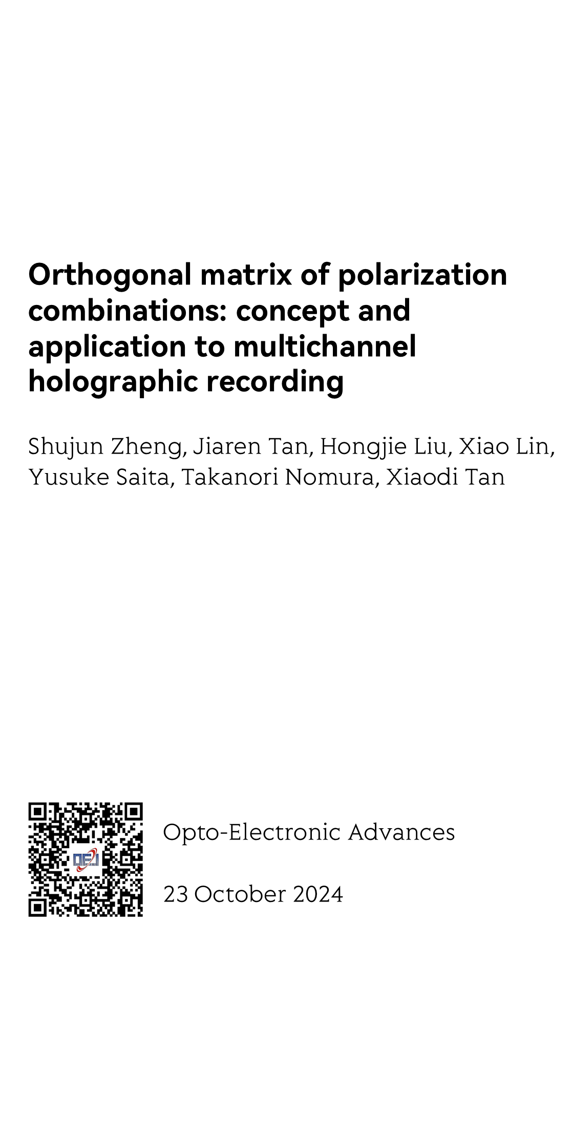 Orthogonal matrix of polarization combinations: concept and application to multichannel holographic recording_1