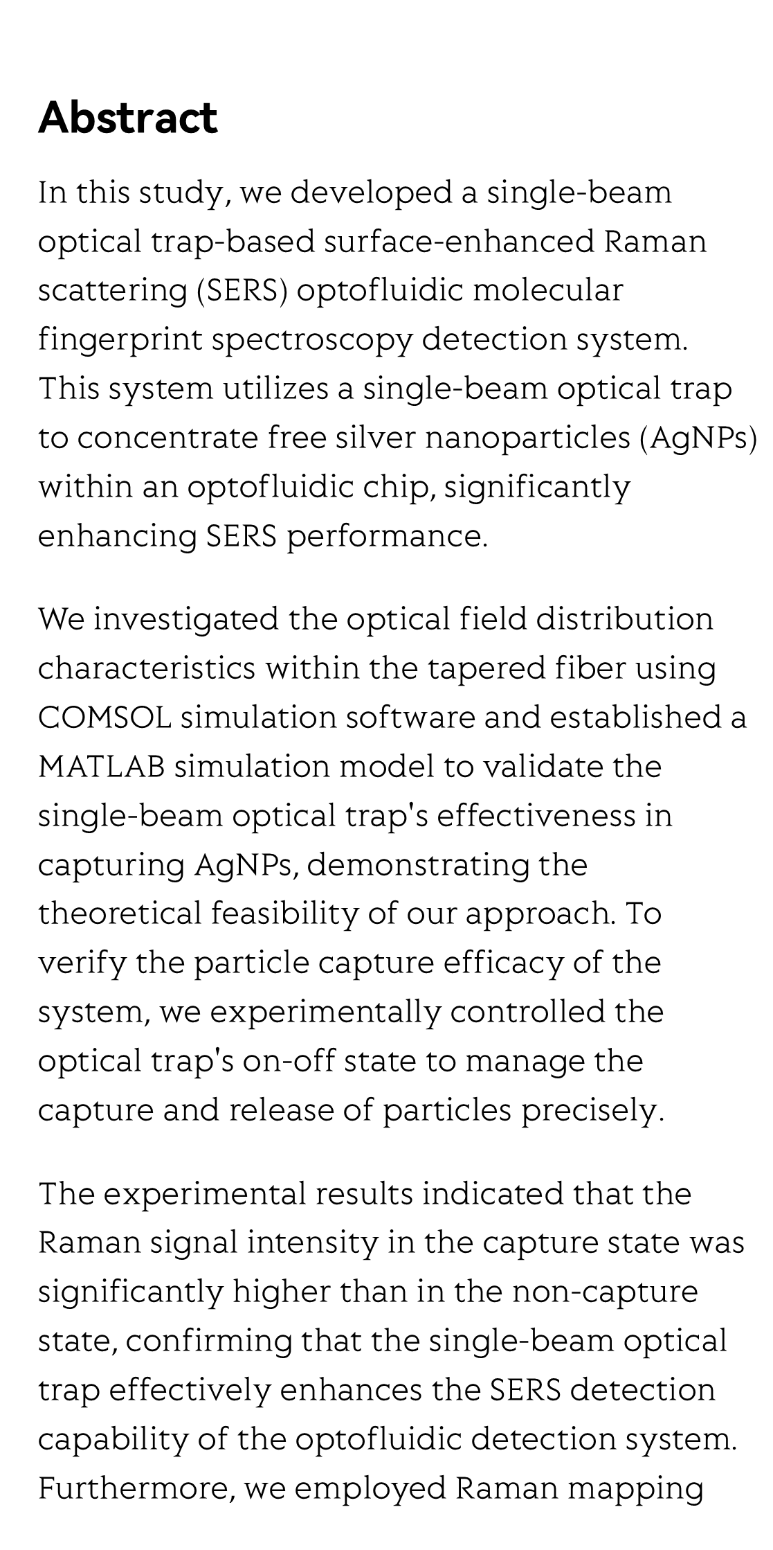 Single-beam optical trap-based surface-enhanced raman scattering optofluidic molecular fingerprint spectroscopy detection system_2