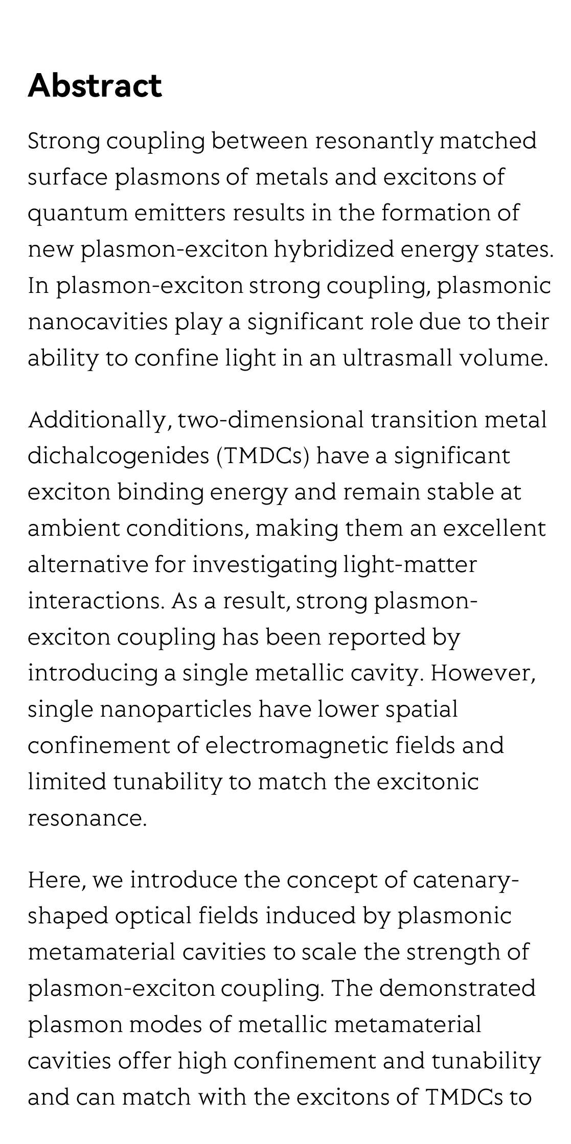 Strong coupling and catenary field enhancement in the hybrid plasmonic metamaterial cavity and TMDC monolayers_2