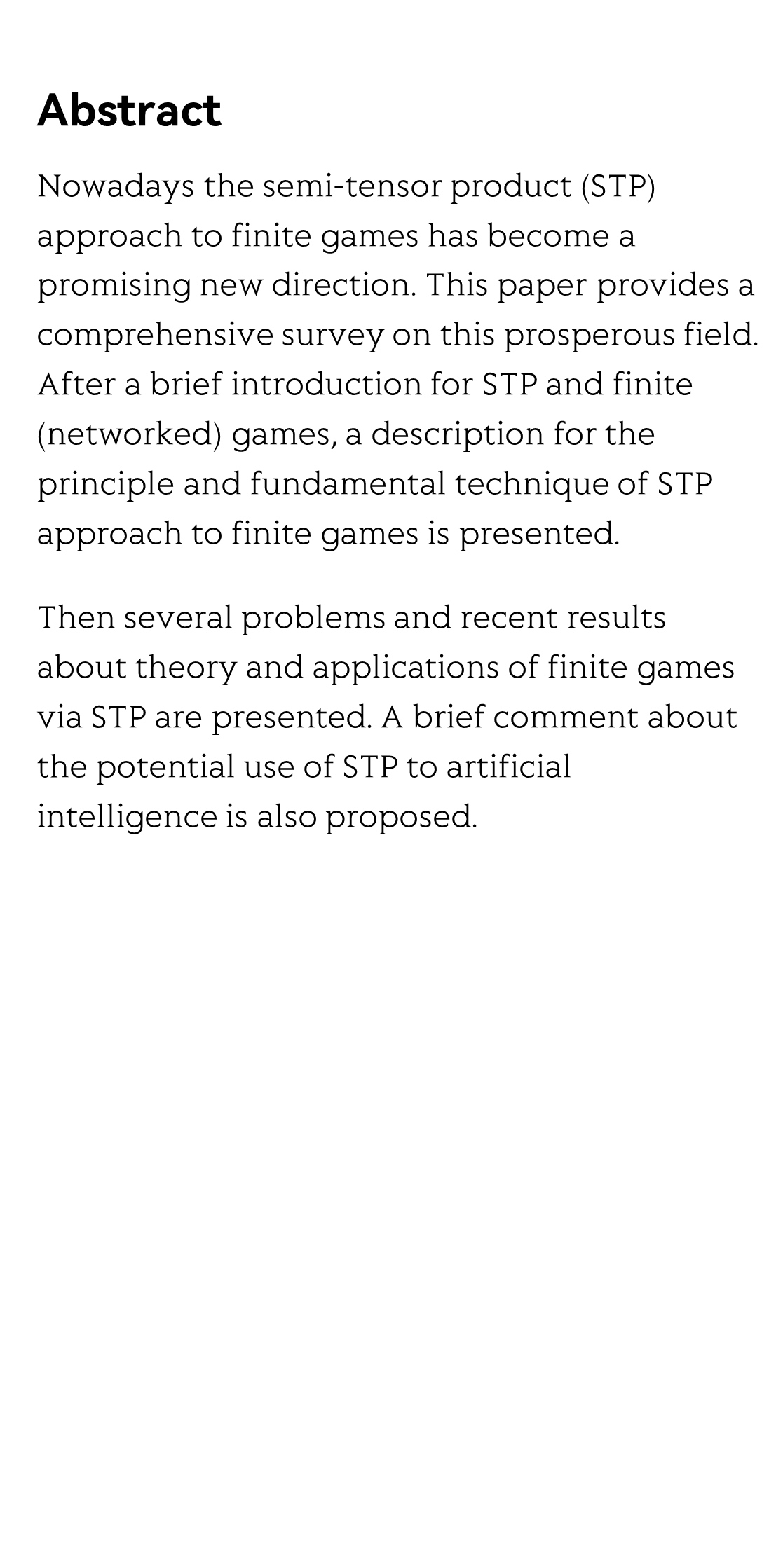 A Comprehensive Survey on STP Approach to Finite Games_2