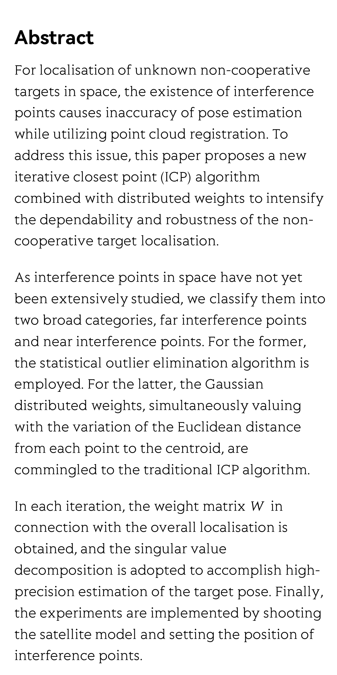 Non-cooperative target pose estimation based on improved iterative closest point algorithm_2