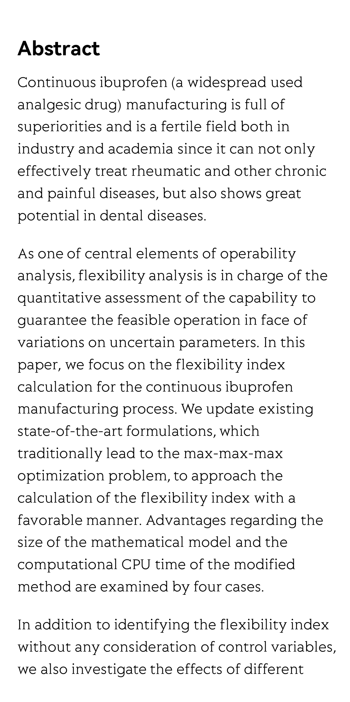 Flexibility analysis for continuous ibuprofen manufacturing processes_2