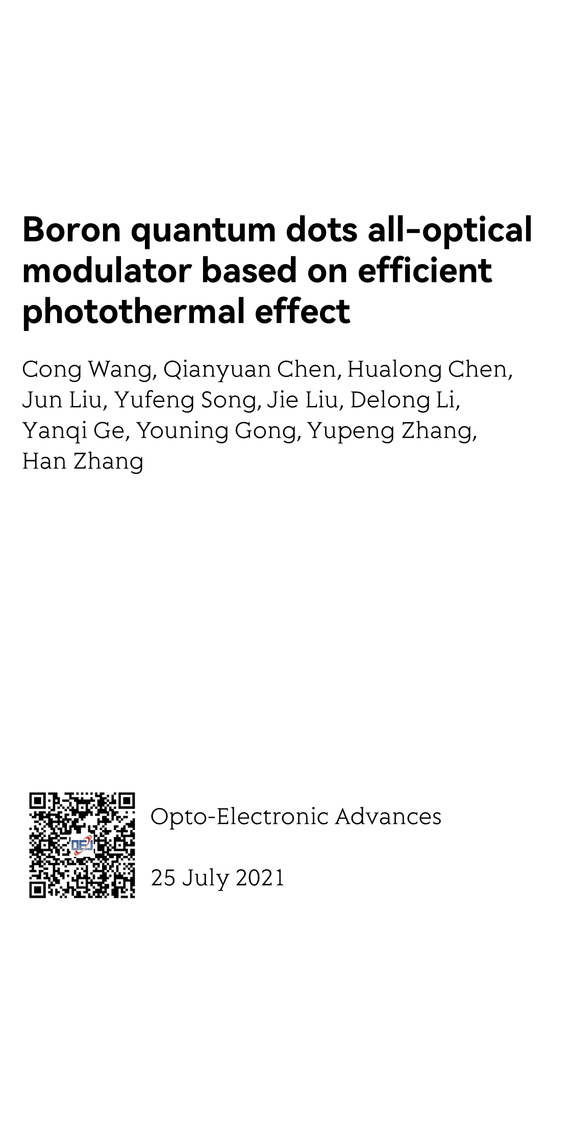 Boron quantum dots all-optical modulator based on efficient photothermal effect_1