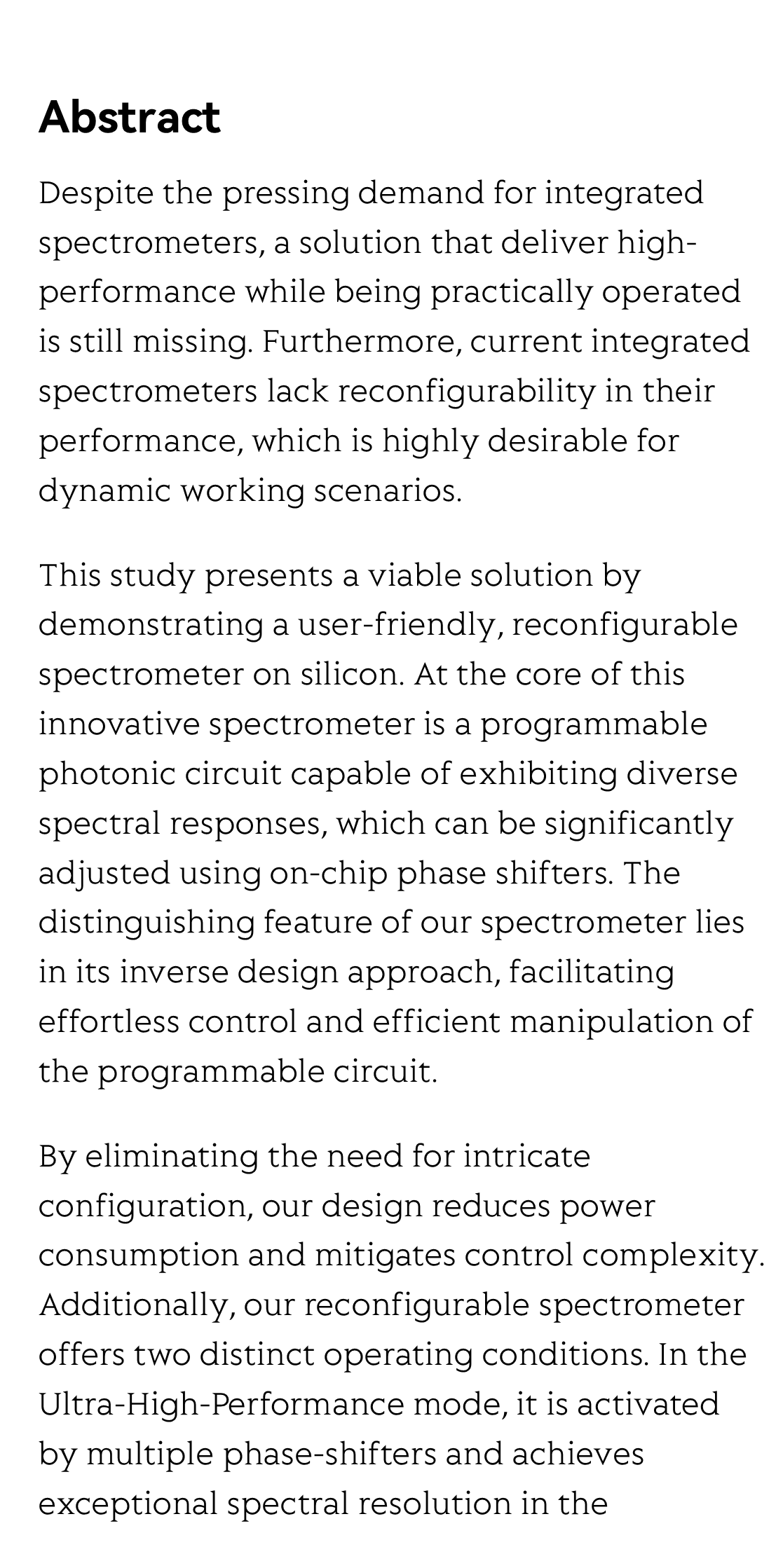 An inversely designed integrated spectrometer with reconfigurable performance and ultra-low power consumption_2