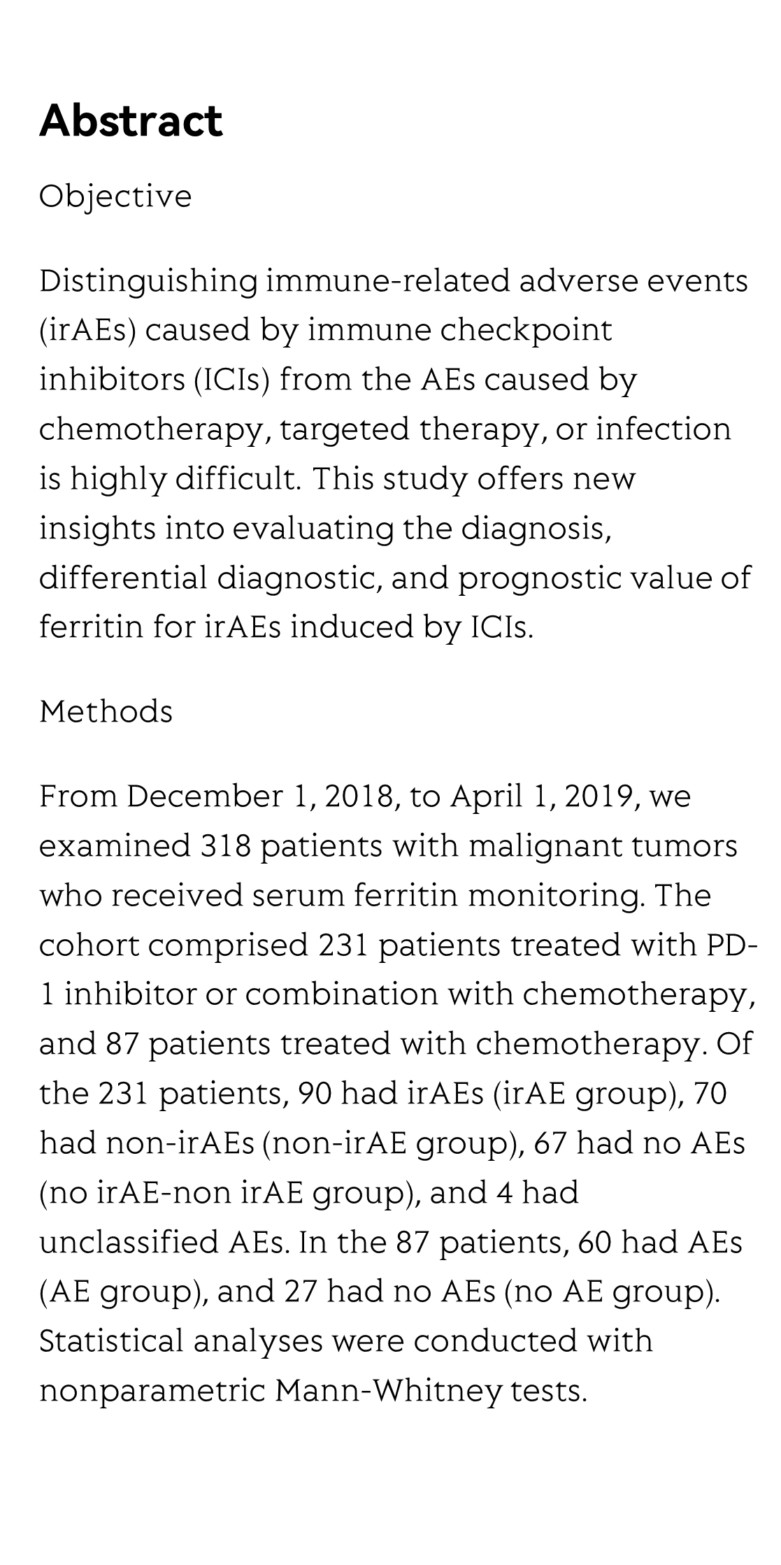 Ferritin as a diagnostic, differential diagnostic, and prognostic marker for immune-related adverse events_2