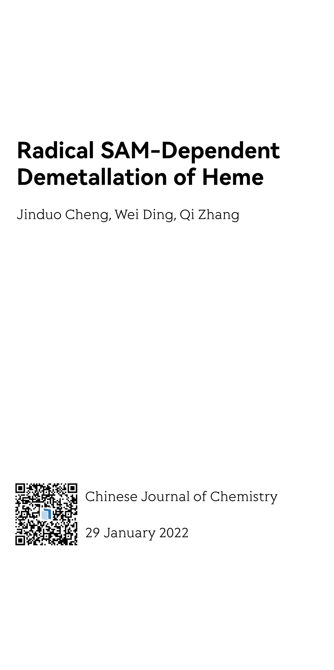 Radical SAM-Dependent Demetallation of Heme_1