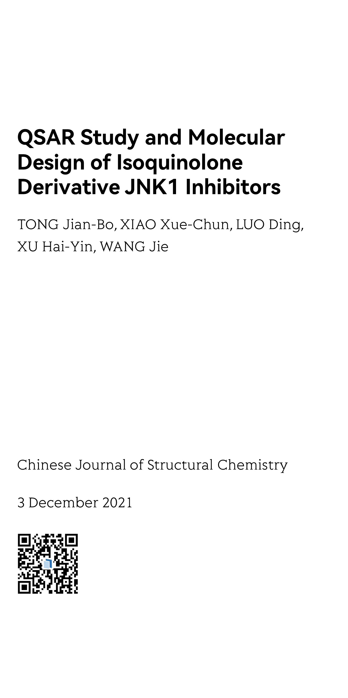 QSAR Study and Molecular Design of Isoquinolone Derivative JNK1 Inhibitors_1