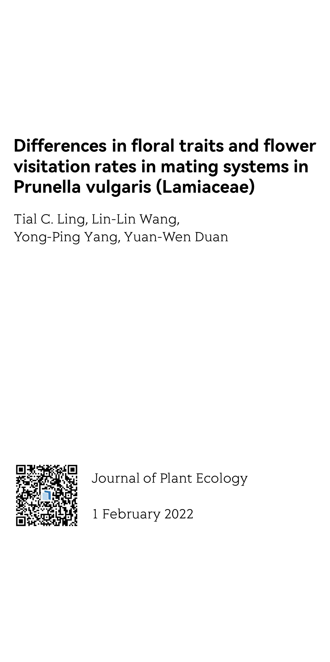 Differences in floral traits and flower visitation rates in mating systems in Prunella vulgaris (Lamiaceae)_1