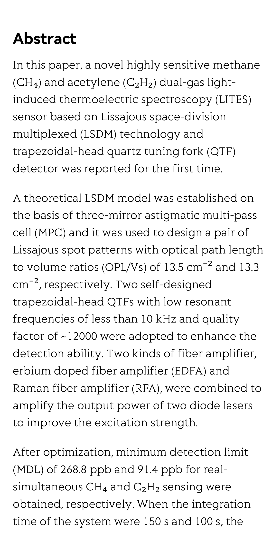 Highly sensitive and real-simultaneous CH₄/C₂H₂ dual-gas LITES sensor based on Lissajous pattern multi-pass cell_2