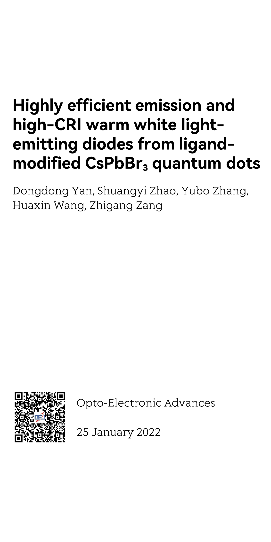 Highly efficient emission and high-CRI warm white light-emitting diodes from ligand-modified CsPbBr3 quantum dots_1