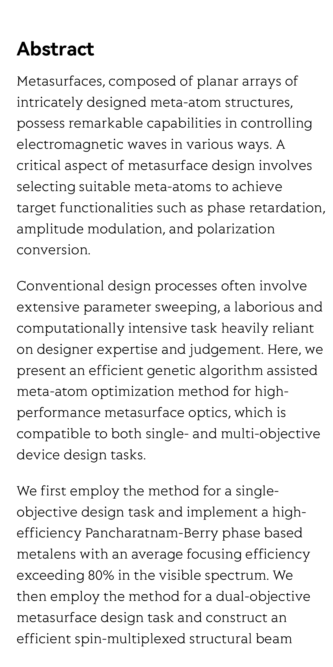 Genetic algorithm assisted meta-atom design for high-performance metasurface optics_2