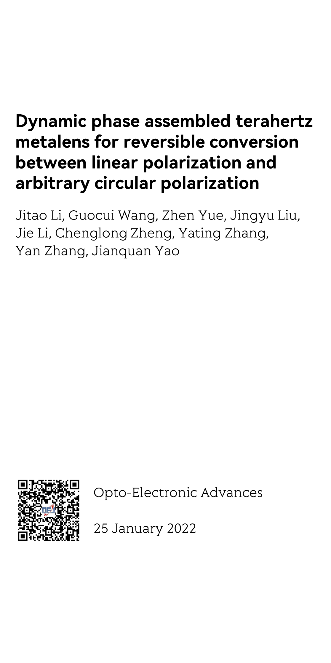 Dynamic phase assembled terahertz metalens for reversible conversion between linear polarization and arbitrary circular polarization_1