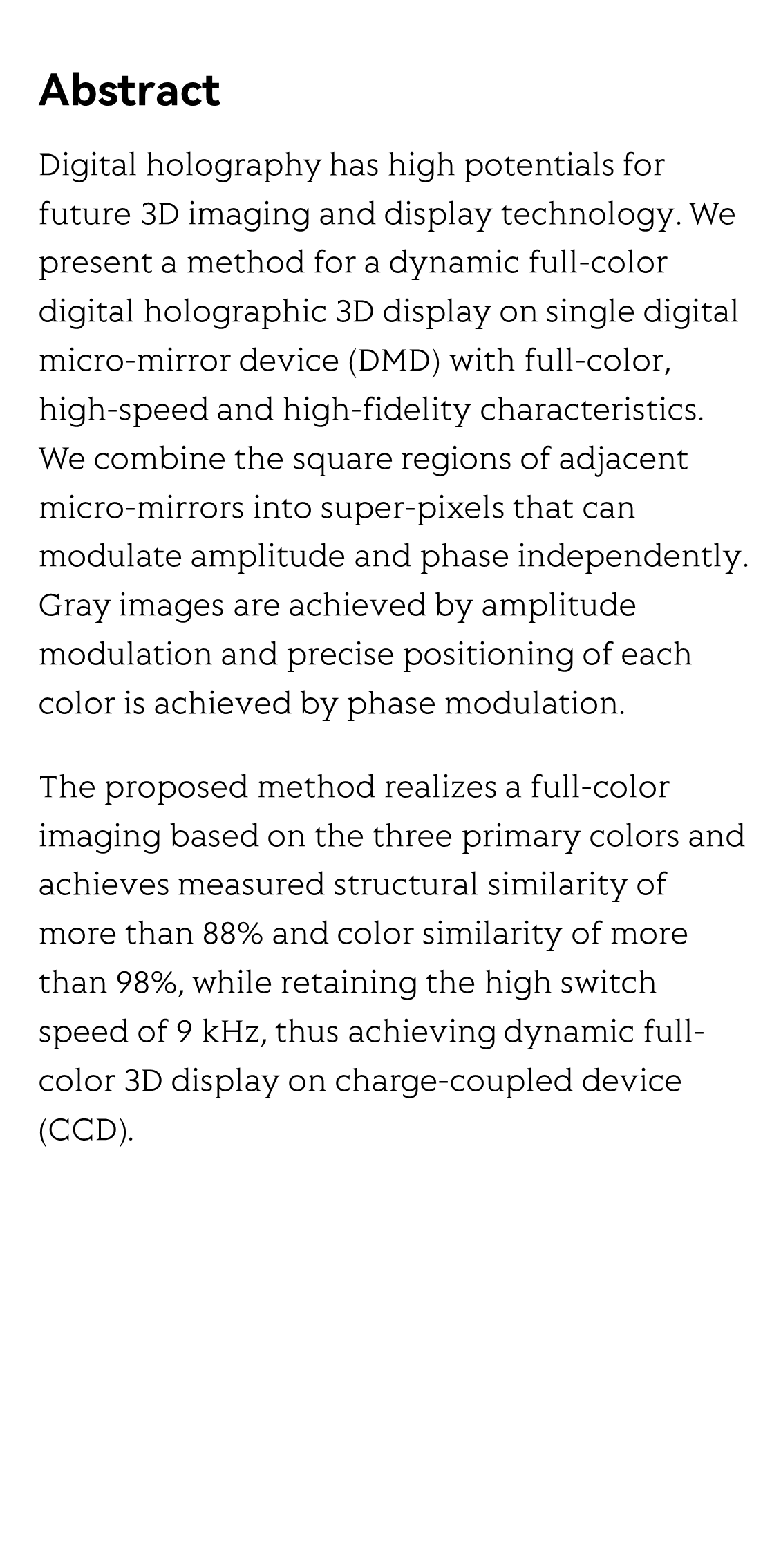 Dynamic full-color digital holographic 3D display on single DMD_2