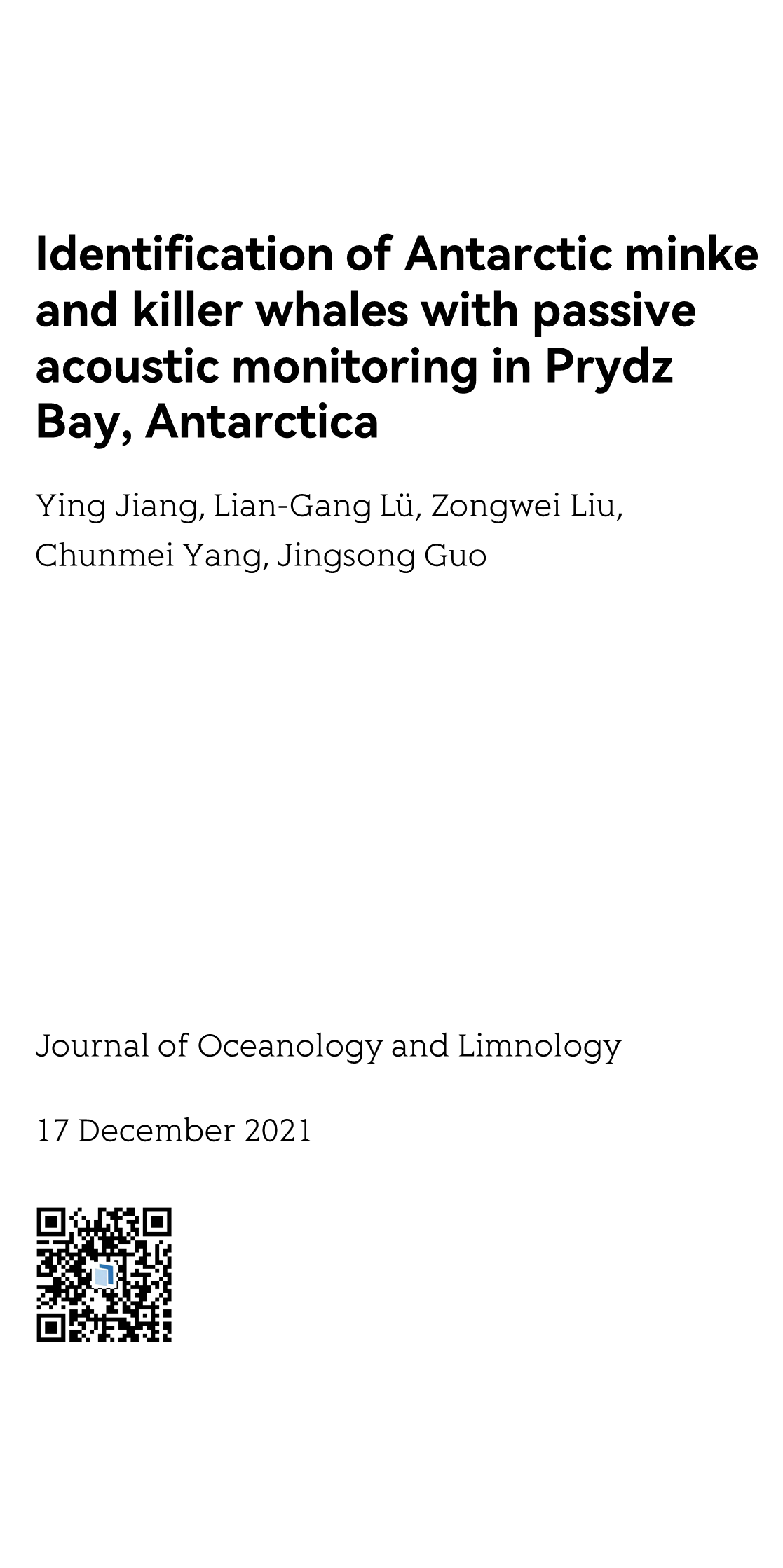 Identification of Antarctic minke and killer whales with passive acoustic monitoring in Prydz Bay, Antarctica_1