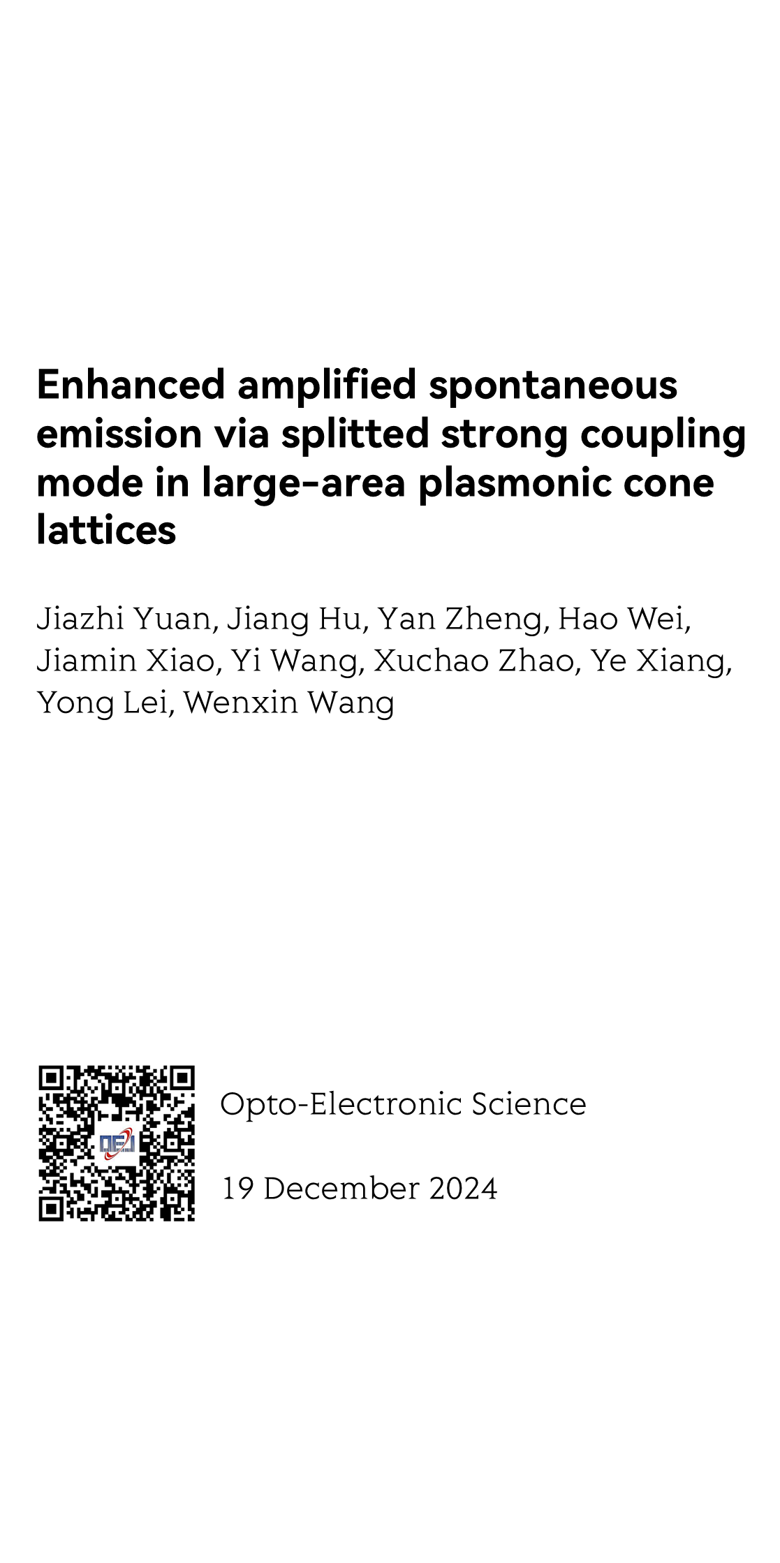 Enhanced amplified spontaneous emission via splitted strong coupling mode in large-area plasmonic cone lattices_1