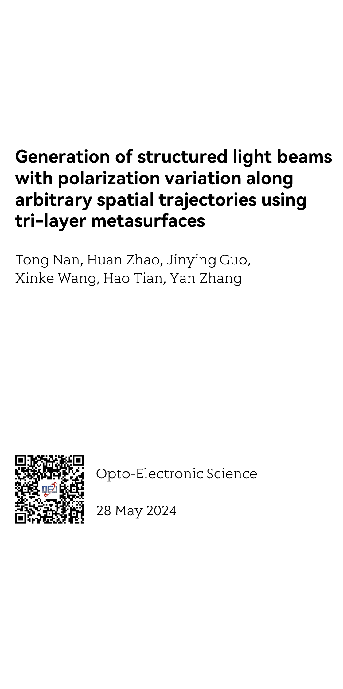 Generation of structured light beams with polarization variation along arbitrary spatial trajectories using tri-layer metasurfaces_1