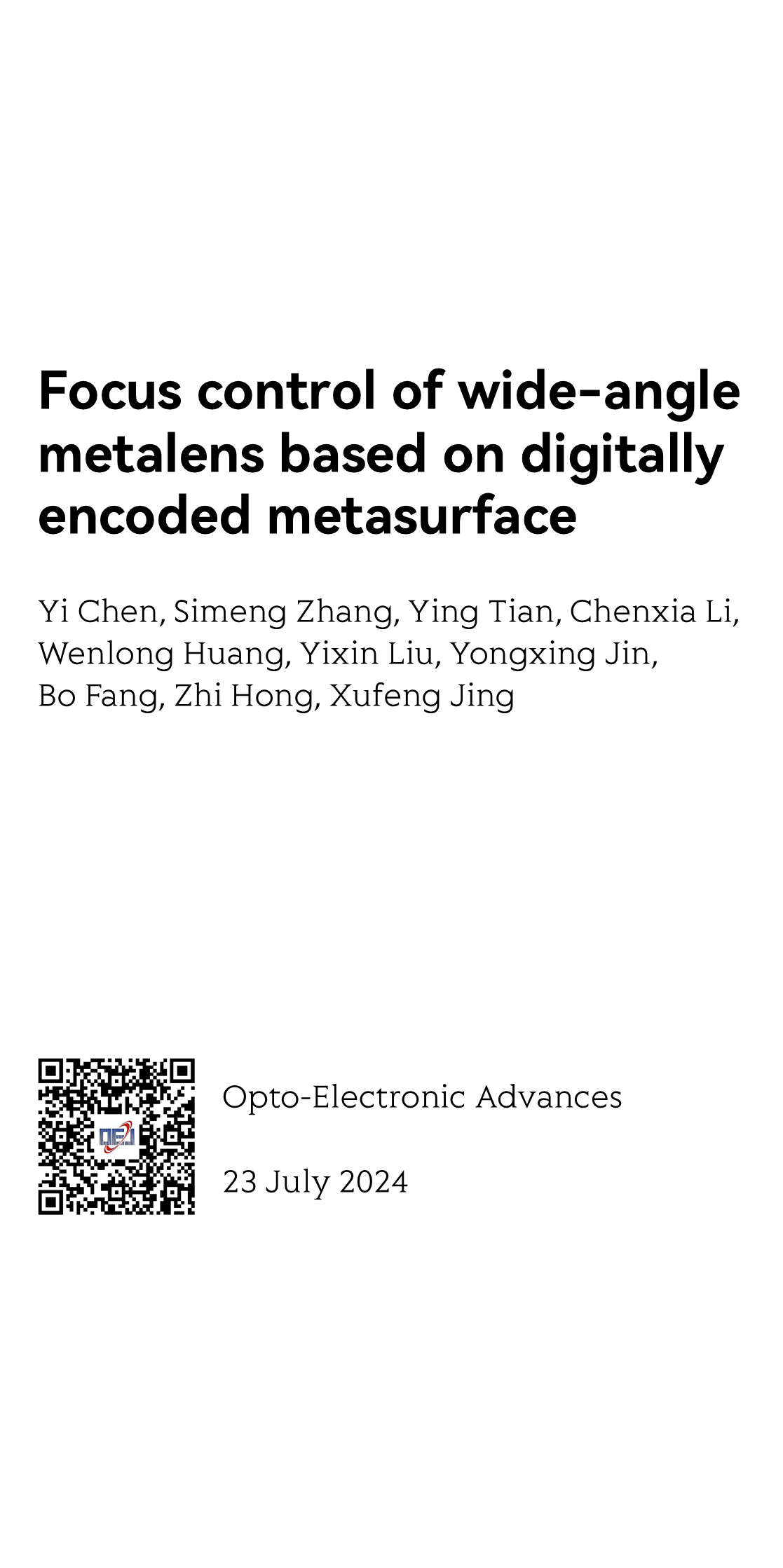 Focus control of wide-angle metalens based on digitally encoded metasurface_1