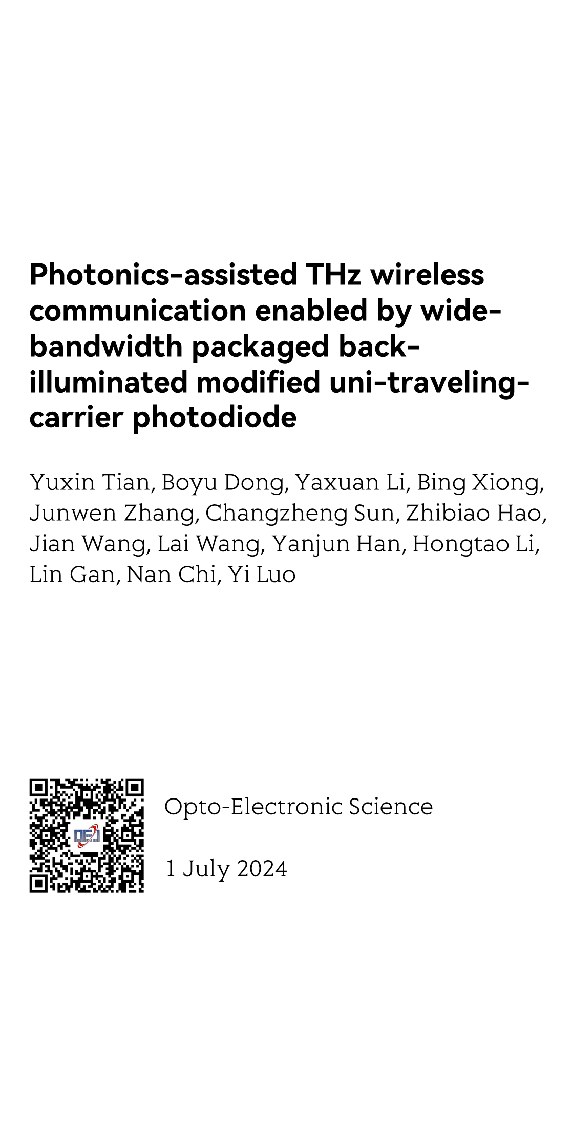 Photonics-assisted THz wireless communication enabled by wide-bandwidth packaged back-illuminated modified uni-traveling-carrier photodiode_1