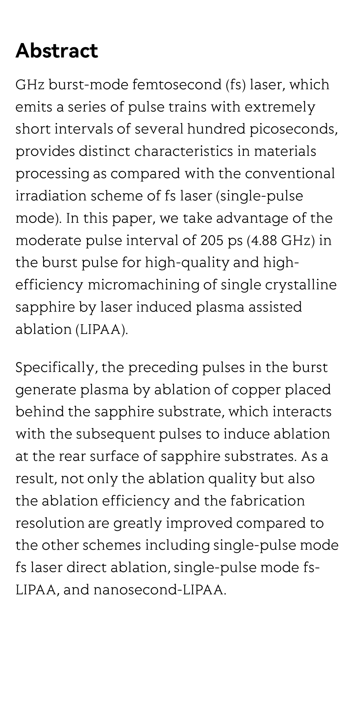 High performance micromachining of sapphire by laser induced plasma assisted ablation (LIPAA) using GHz burst mode femtosecond pulses_2