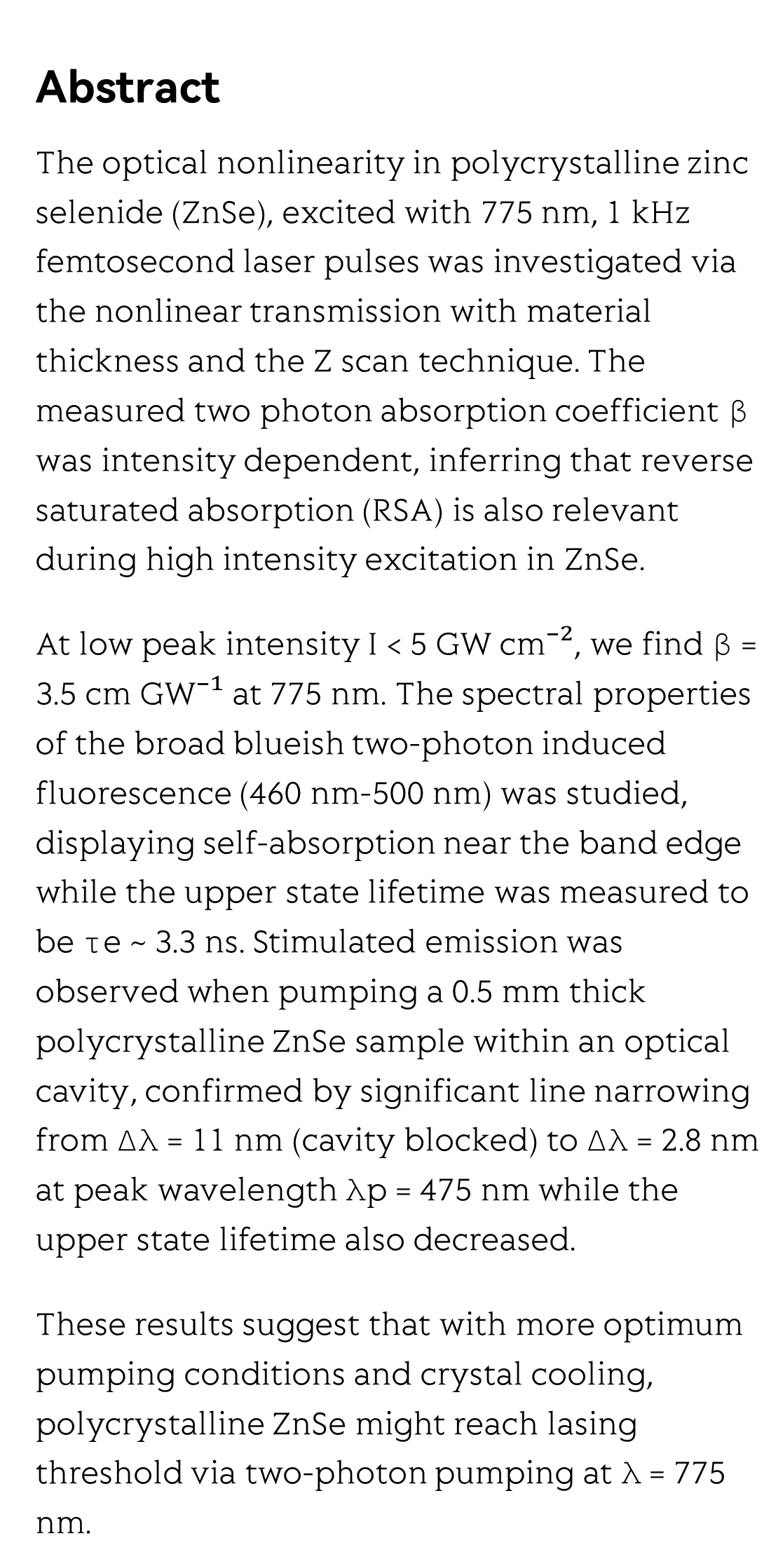 Two-photon absorption and stimulated emission in poly-crystalline Zinc Selenide with femtosecond laser excitation_2