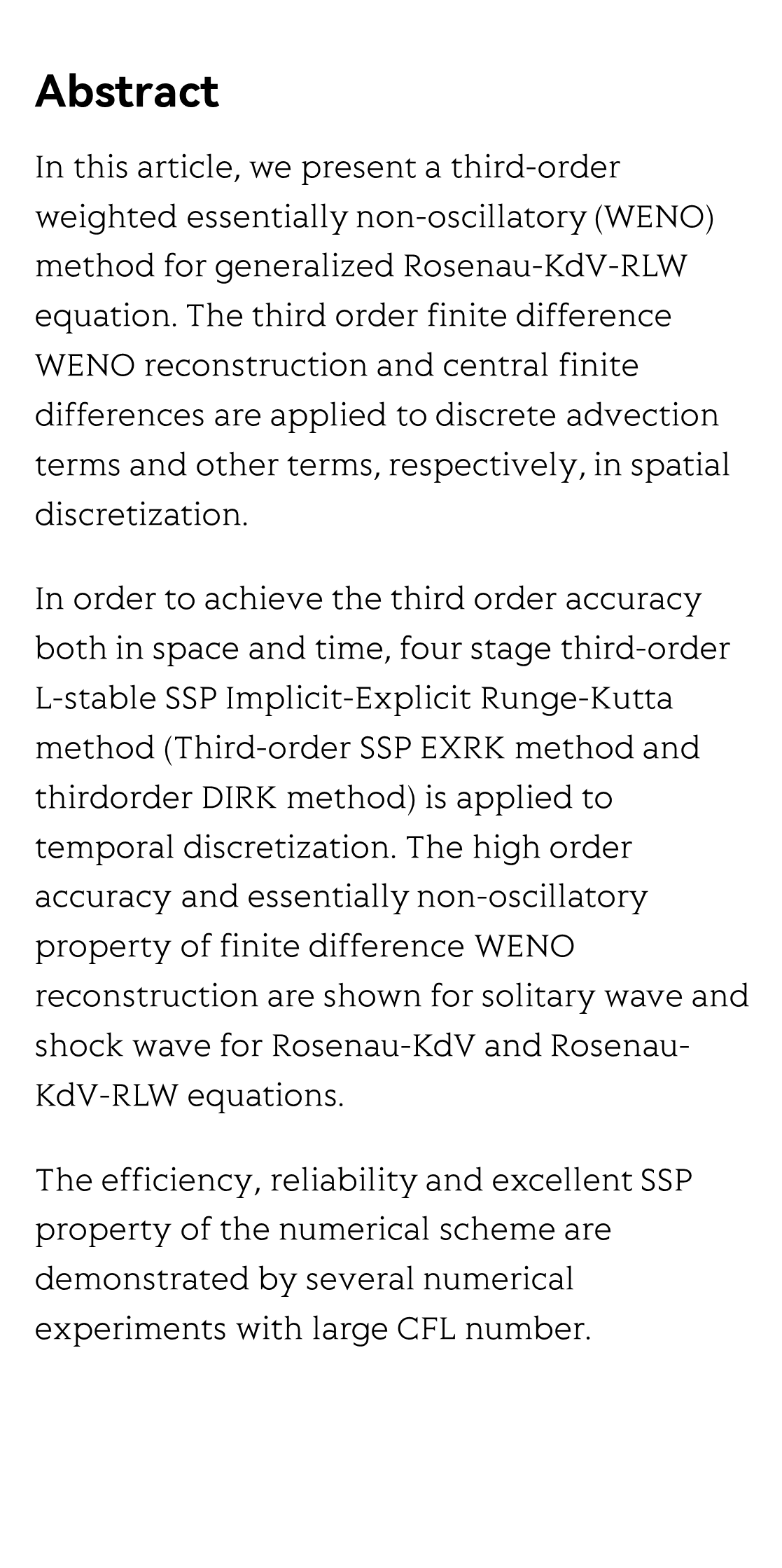 SSP IMEX Runge-Kutta WENO Scheme for Generalized Rosenau-KdV-RLW Equation_2