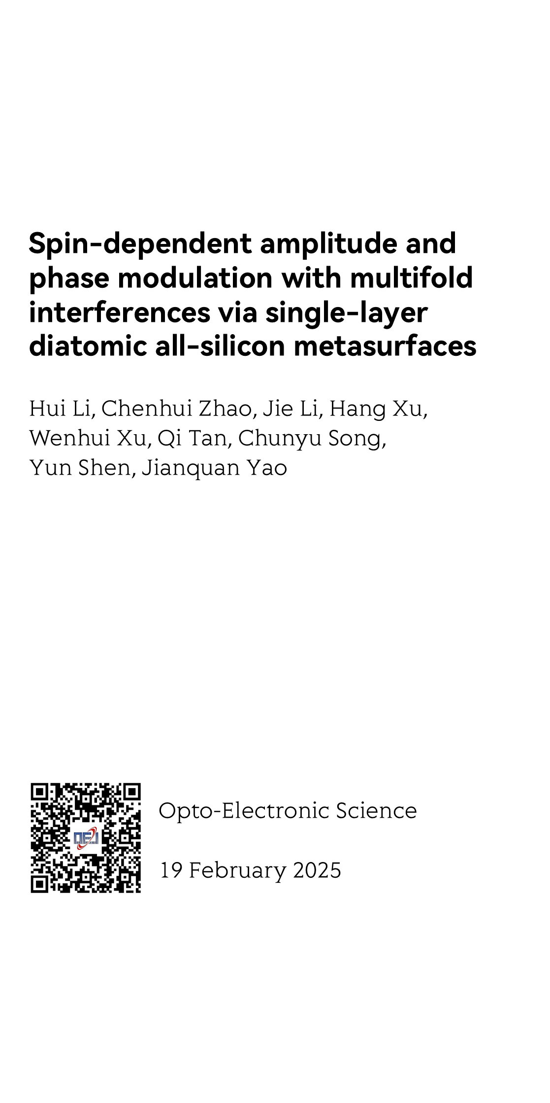 Spin-dependent amplitude and phase modulation with multifold interferences via single-layer diatomic all-silicon metasurfaces_1