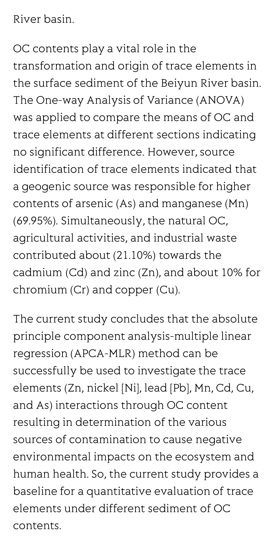 Spatial distribution of trace elements associated with organic carbon along the Beiyun River basin, Beijing, China_3