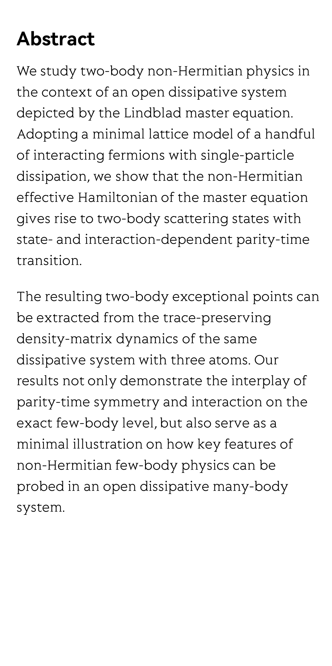 Two-body exceptional points in open dissipative systems_2