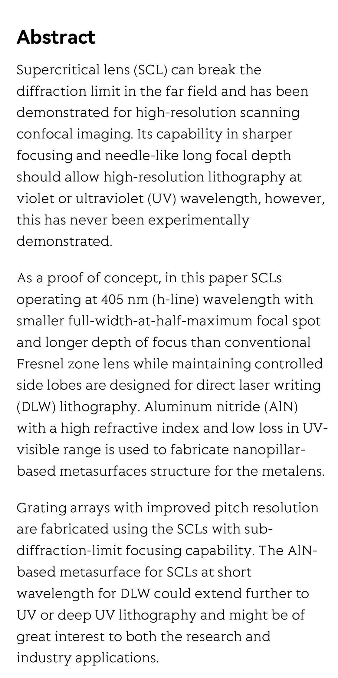 Supercritical metalens at h-line for high-resolution direct laser writing_2