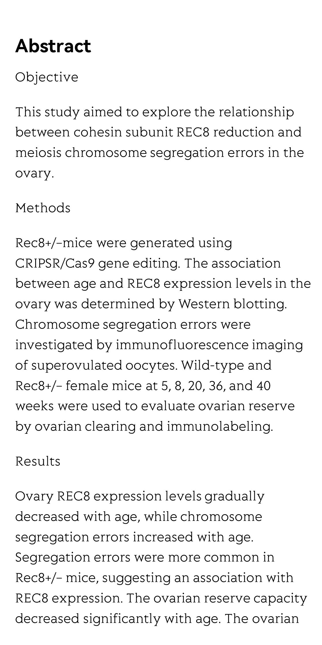 Age-cumulative effect of REC8 reduction on meiotic chromosome segregation errors in mice_2